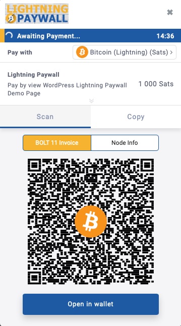 BTCPay Lightning Paywall paymentpage