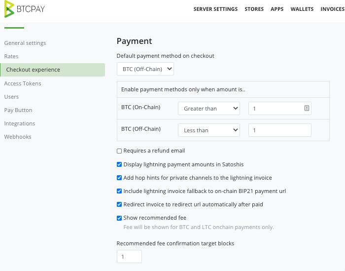 further payment settings