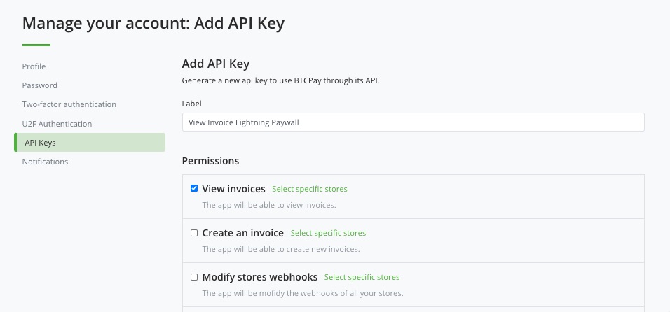 API Key Permission View Invoices