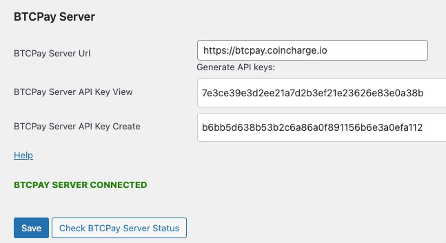 BTCpay server API key for WP lightning Paywall
