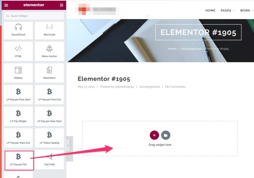 Pay per File elementor add element