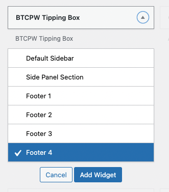 BTCPayWall add widget