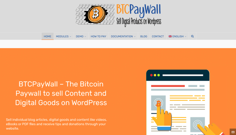 BTCpaywall sell digital goods and content